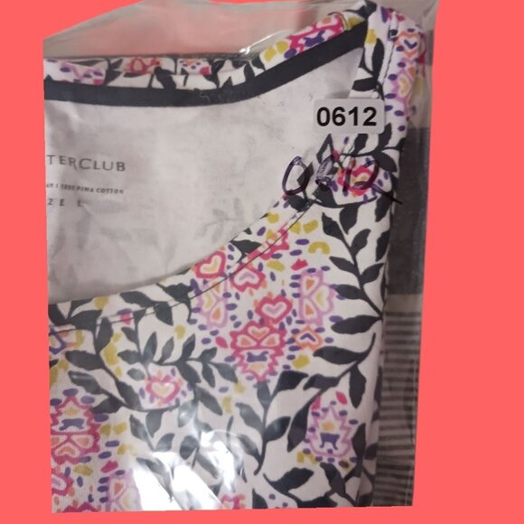 Charter Club Womens Floral Print Short Sleeve T-Shirt Multicolor Large - Picture 5 of 7